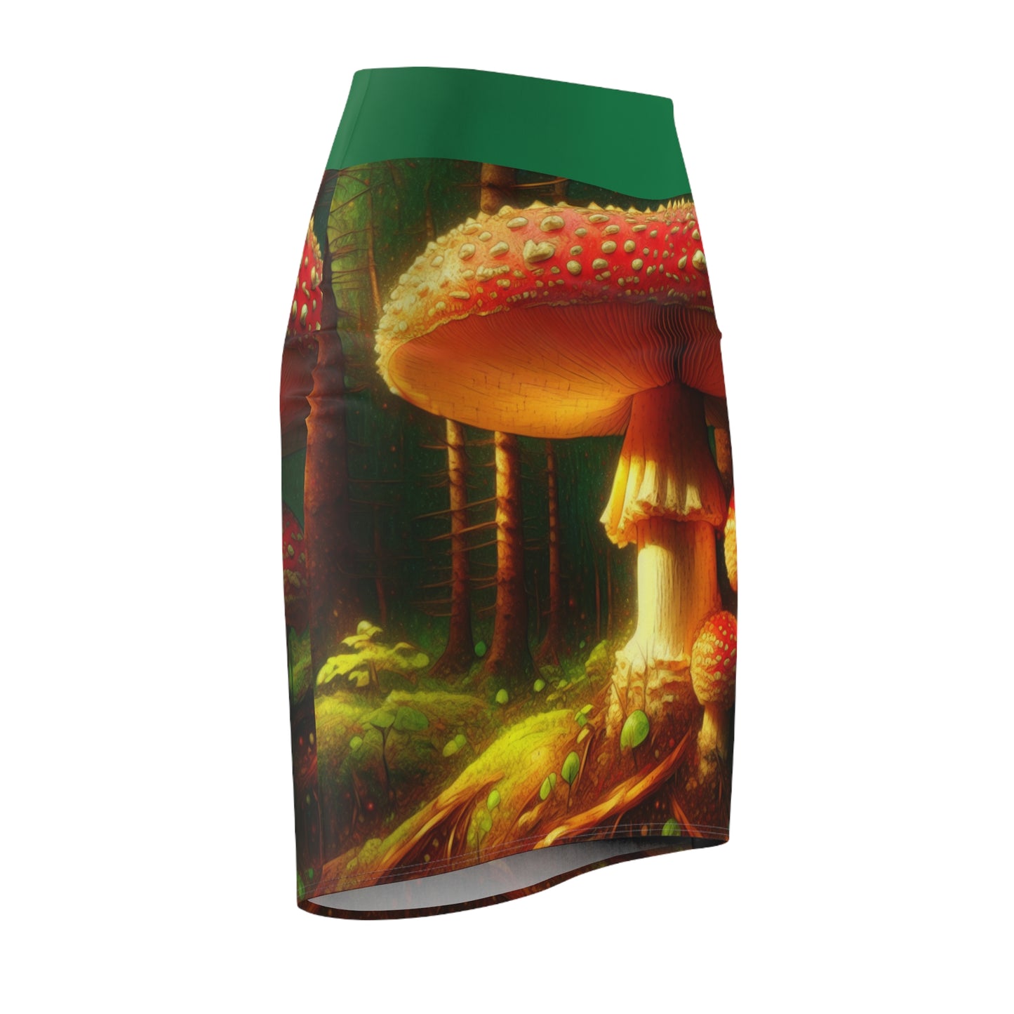 Whimsical Mushroom Women's Pencil Skirt – Enchanting Fungi Design