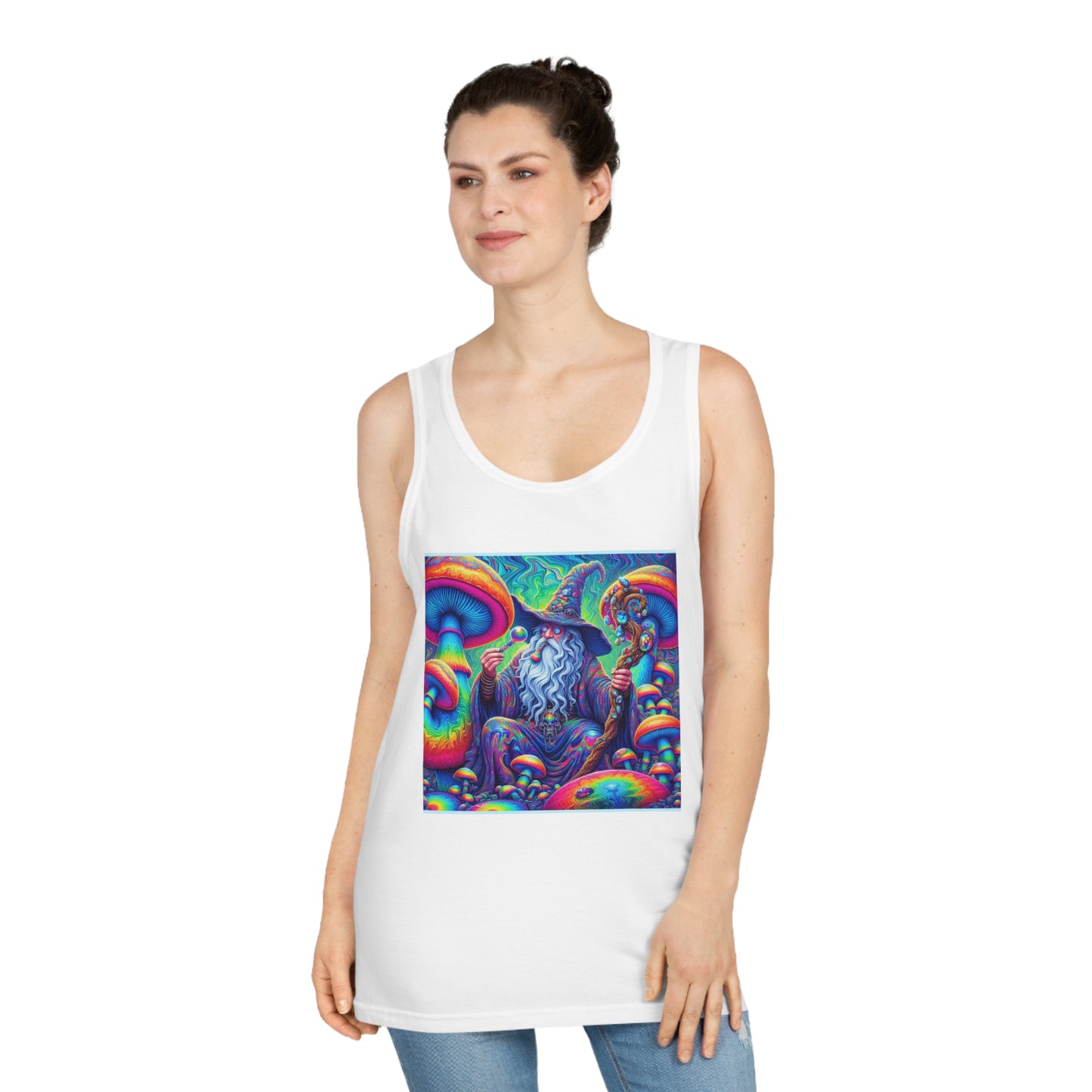 Psychedelic Wizard Tank Top | Unisex Softstyle Tee for Festivals & Casual Wear