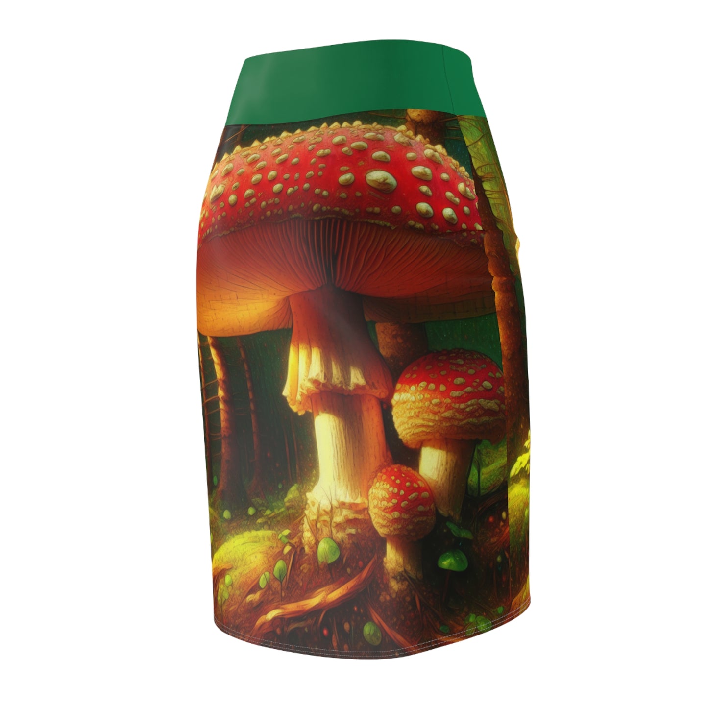 Whimsical Mushroom Women's Pencil Skirt – Enchanting Fungi Design