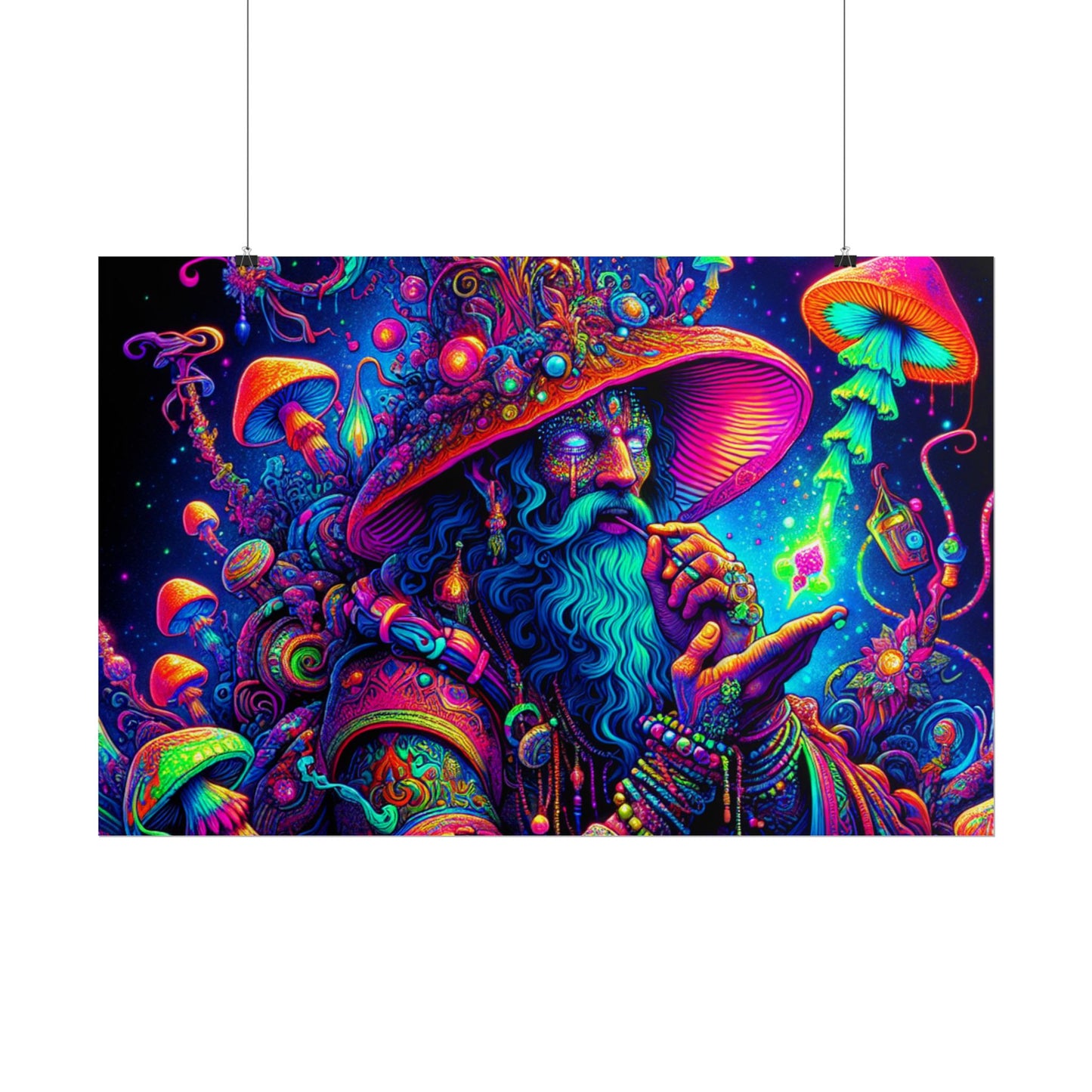 Psychedelic Wizard Rolled Poster - Vibrant Wall Art for Bohemian Decor