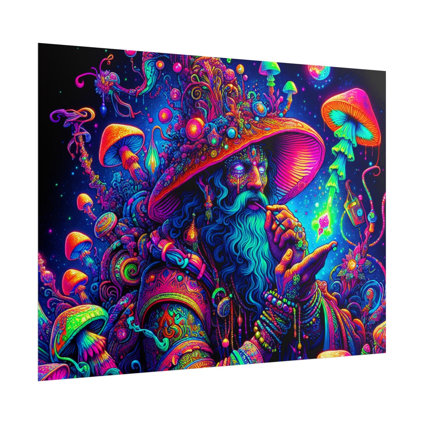 Psychedelic Wizard Rolled Poster - Vibrant Wall Art for Bohemian Decor